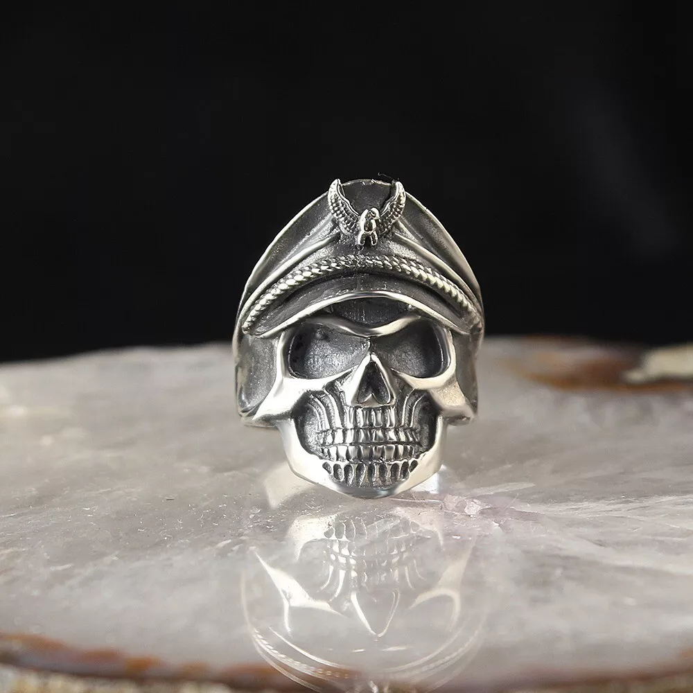 Hand Made pure 925 Silver Sterling man Ring with Halloween Skull 12 gr RRP Â£50