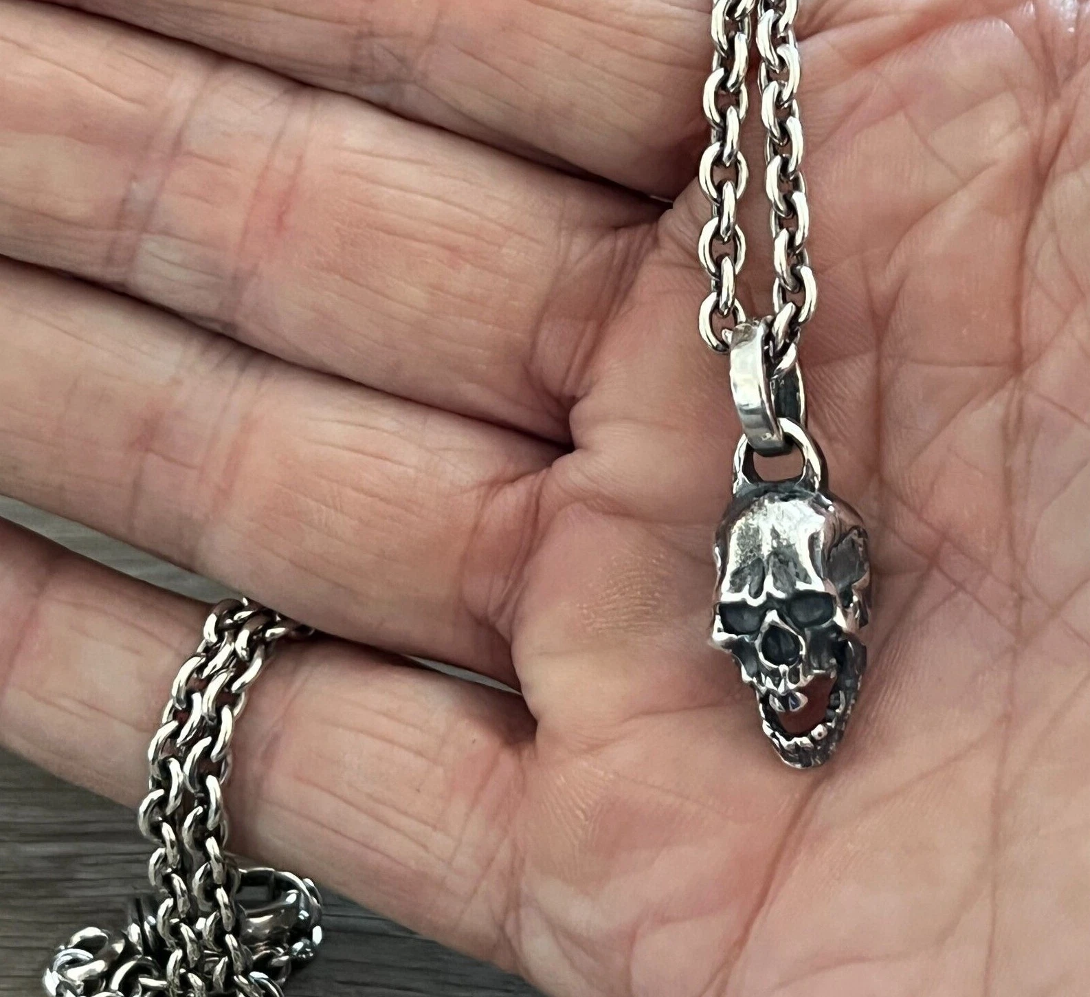 Oxidised Skull Pendant Hallmarked 925 Sterling Silver